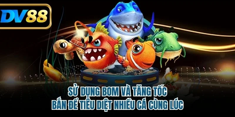 Sử dụng bom và tăng tốc bắn để tiêu diệt nhiều cá cùng lúc